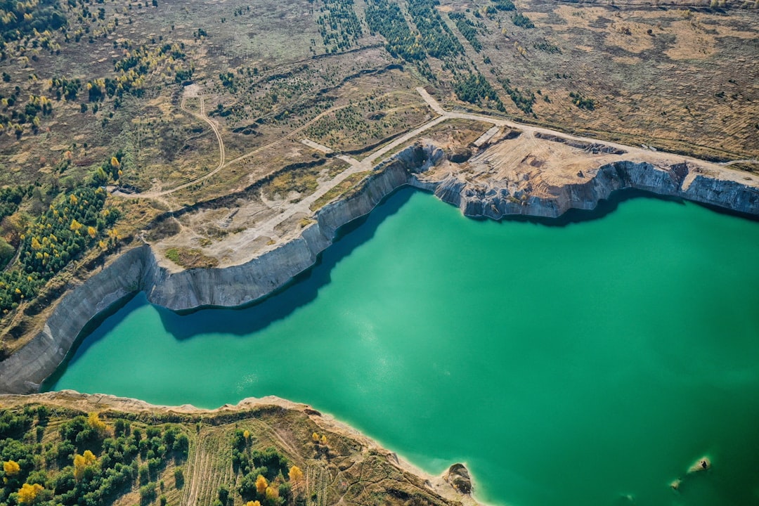 a large body of water surrounded by land